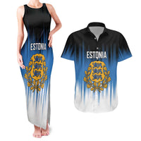 Custom Estonia Football Couples Matching Tank Maxi Dress and Hawaiian Shirt Come On Kalevipojad