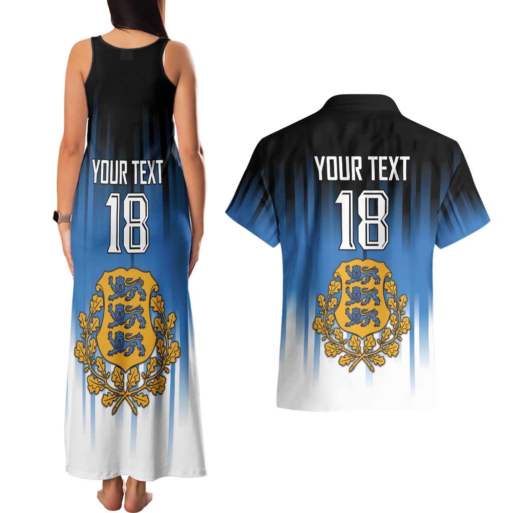 Custom Estonia Football Couples Matching Tank Maxi Dress and Hawaiian Shirt Come On Kalevipojad
