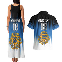Custom Estonia Football Couples Matching Tank Maxi Dress and Hawaiian Shirt Come On Kalevipojad