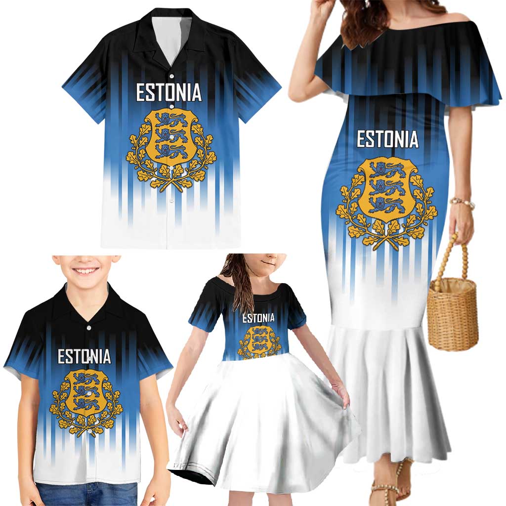 Custom Estonia Football Family Matching Mermaid Dress and Hawaiian Shirt Come On Kalevipojad