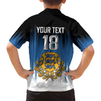 Custom Estonia Football Family Matching Off The Shoulder Long Sleeve Dress and Hawaiian Shirt Come On Kalevipojad