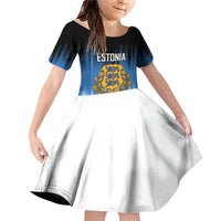 Custom Estonia Football Family Matching Off Shoulder Short Dress and Hawaiian Shirt Come On Kalevipojad
