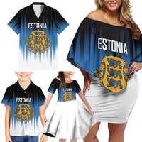 Custom Estonia Football Family Matching Off Shoulder Short Dress and Hawaiian Shirt Come On Kalevipojad