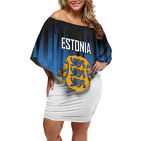 Custom Estonia Football Family Matching Off Shoulder Short Dress and Hawaiian Shirt Come On Kalevipojad
