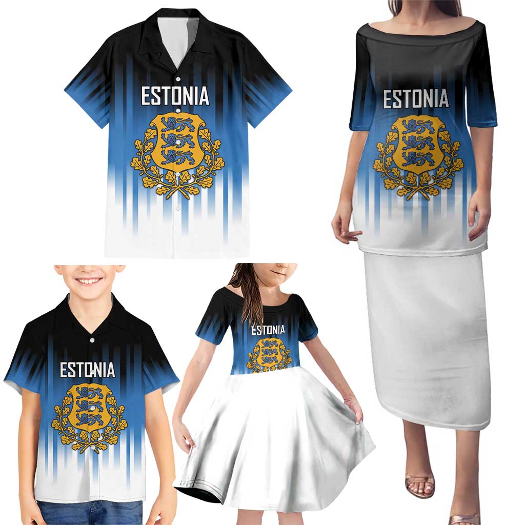 Custom Estonia Football Family Matching Puletasi and Hawaiian Shirt Come On Kalevipojad