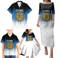 Custom Estonia Football Family Matching Puletasi and Hawaiian Shirt Come On Kalevipojad
