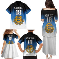 Custom Estonia Football Family Matching Puletasi and Hawaiian Shirt Come On Kalevipojad