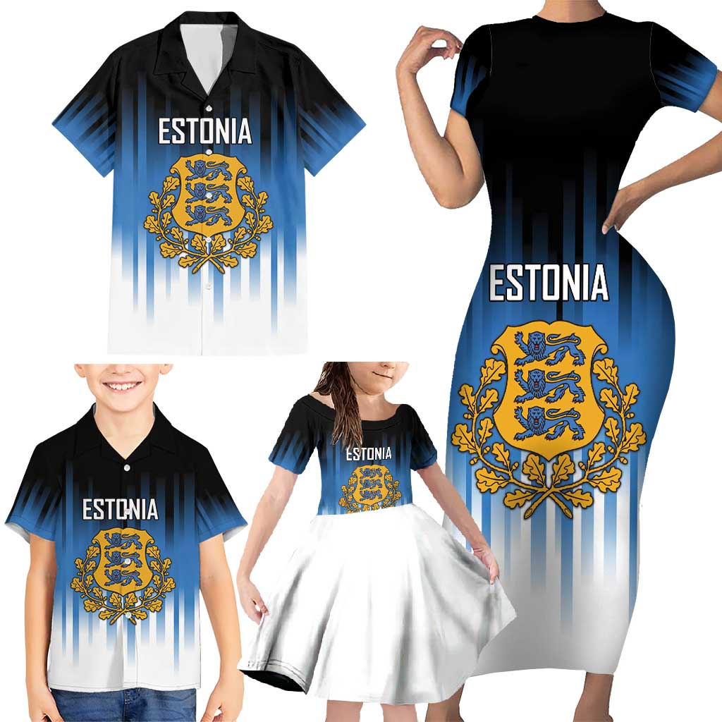 Custom Estonia Football Family Matching Short Sleeve Bodycon Dress and Hawaiian Shirt Come On Kalevipojad