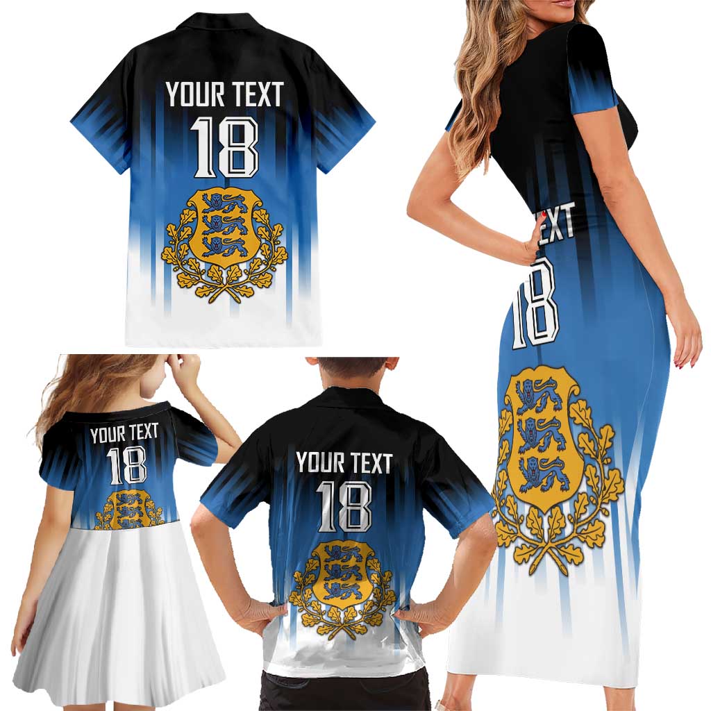 Custom Estonia Football Family Matching Short Sleeve Bodycon Dress and Hawaiian Shirt Come On Kalevipojad