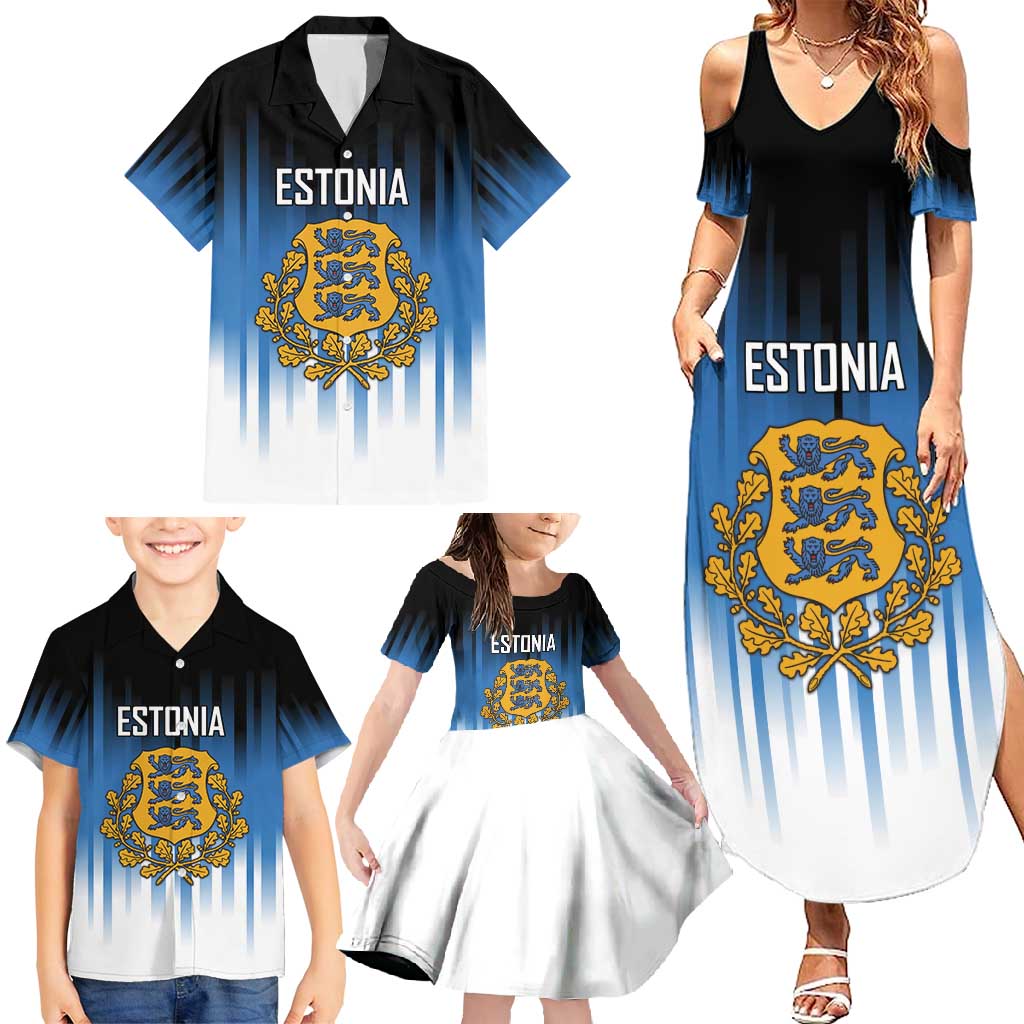 Custom Estonia Football Family Matching Summer Maxi Dress and Hawaiian Shirt Come On Kalevipojad