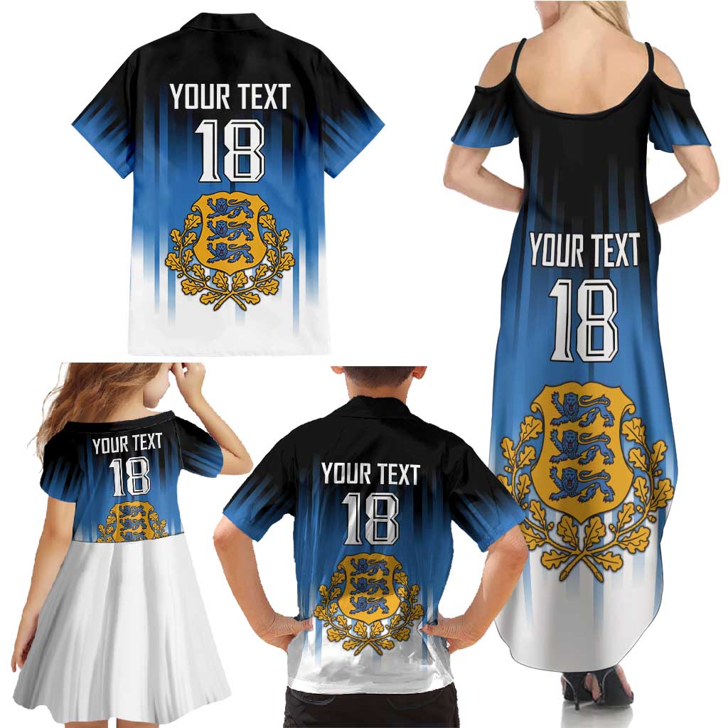 Custom Estonia Football Family Matching Summer Maxi Dress and Hawaiian Shirt Come On Kalevipojad