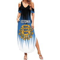 Custom Estonia Football Family Matching Summer Maxi Dress and Hawaiian Shirt Come On Kalevipojad