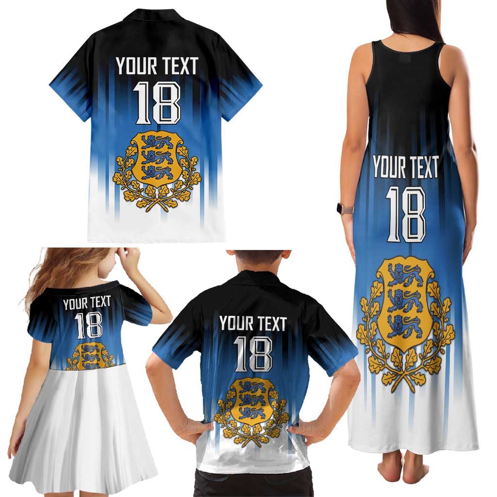 Custom Estonia Football Family Matching Tank Maxi Dress and Hawaiian Shirt Come On Kalevipojad