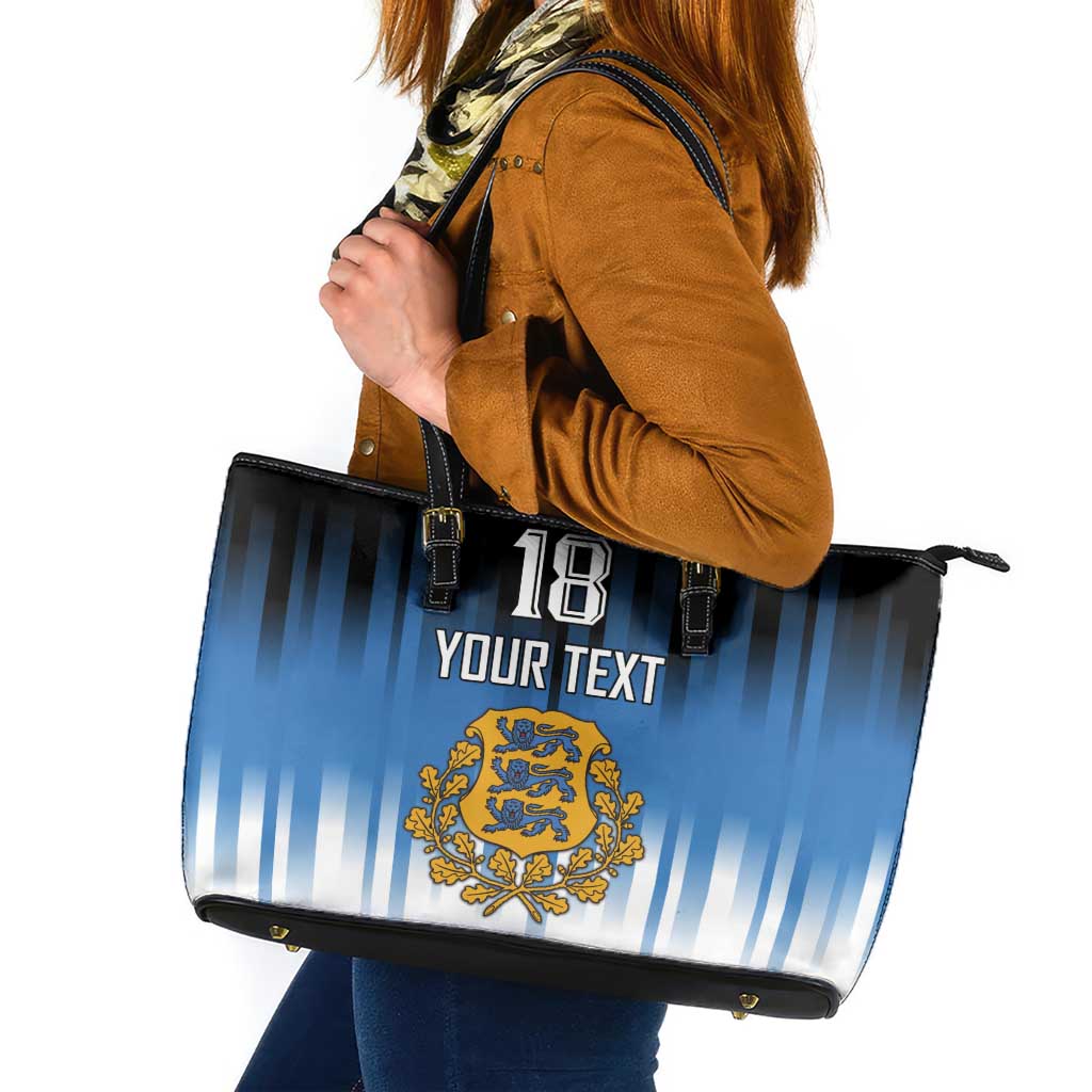 Custom Estonia Football Leather Tote Bag Come On Kalevipojad