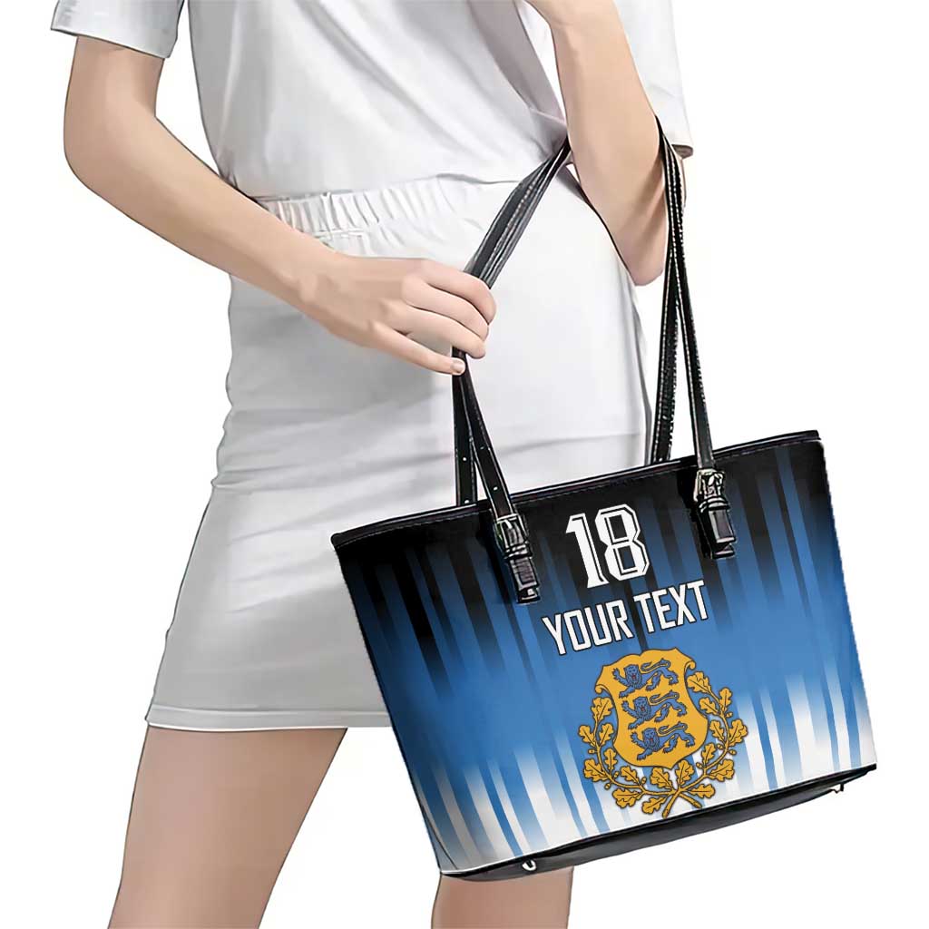 Custom Estonia Football Leather Tote Bag Come On Kalevipojad