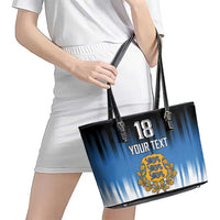 Custom Estonia Football Leather Tote Bag Come On Kalevipojad
