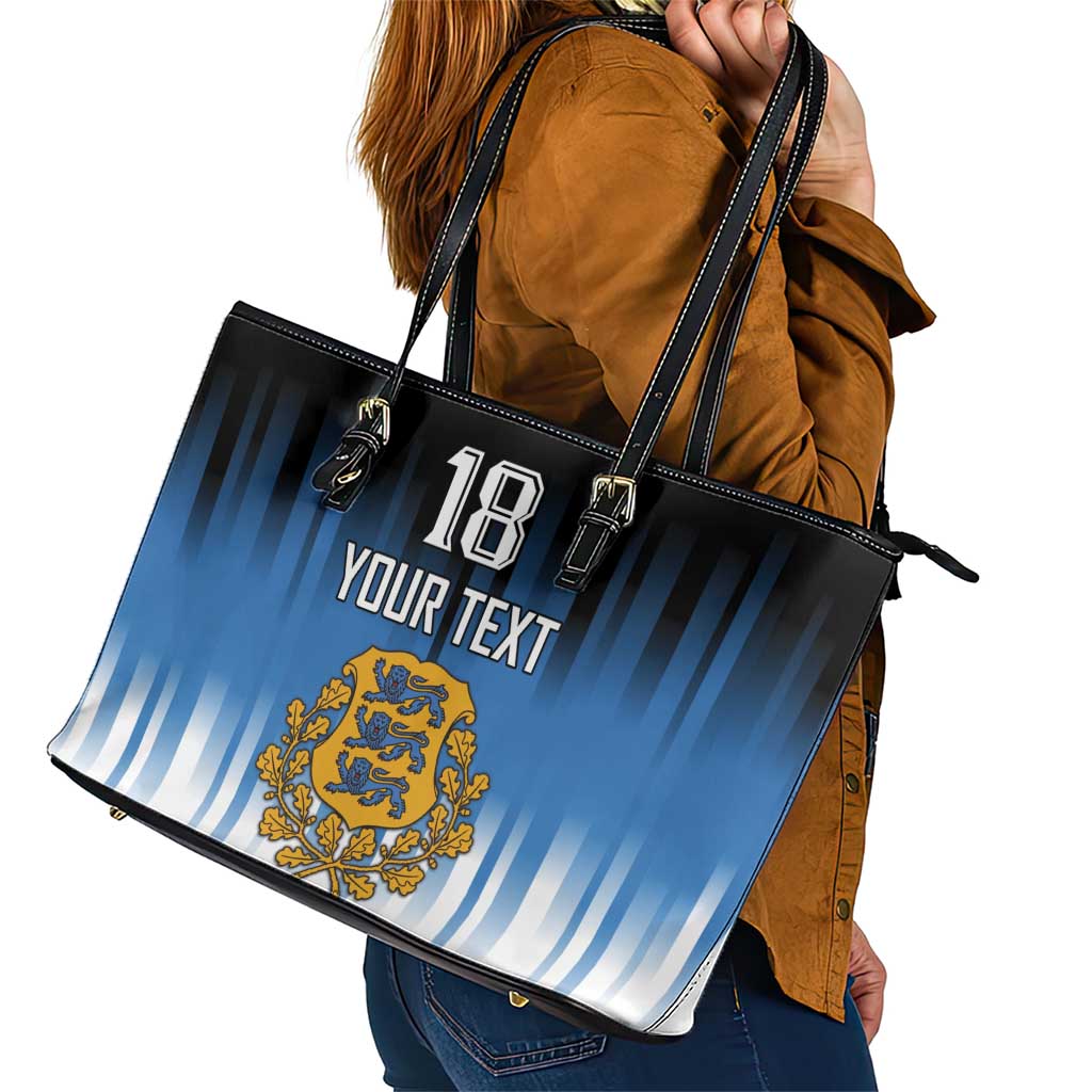 Custom Estonia Football Leather Tote Bag Come On Kalevipojad