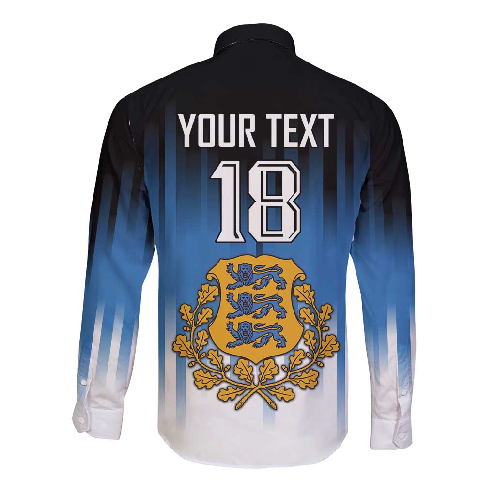Custom Estonia Football Long Sleeve Button Shirt Come On Kalevipojad