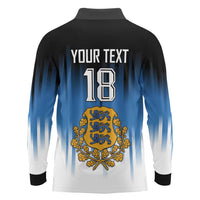 Custom Estonia Football Long Sleeve Polo Shirt Come On Kalevipojad