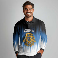 Custom Estonia Football Long Sleeve Polo Shirt Come On Kalevipojad