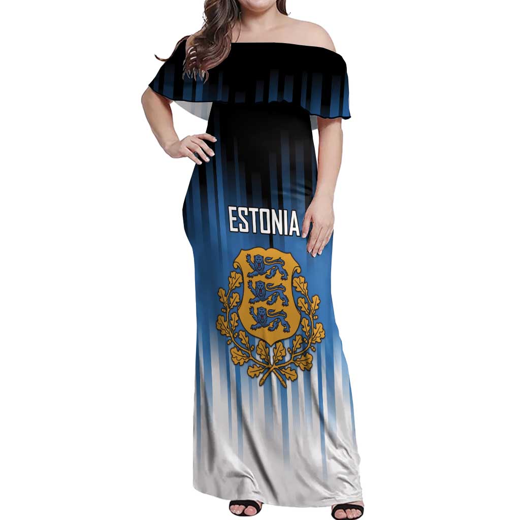Custom Estonia Football Off Shoulder Maxi Dress Come On Kalevipojad