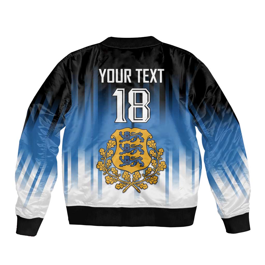 Custom Estonia Football Sleeve Zip Bomber Jacket Come On Kalevipojad