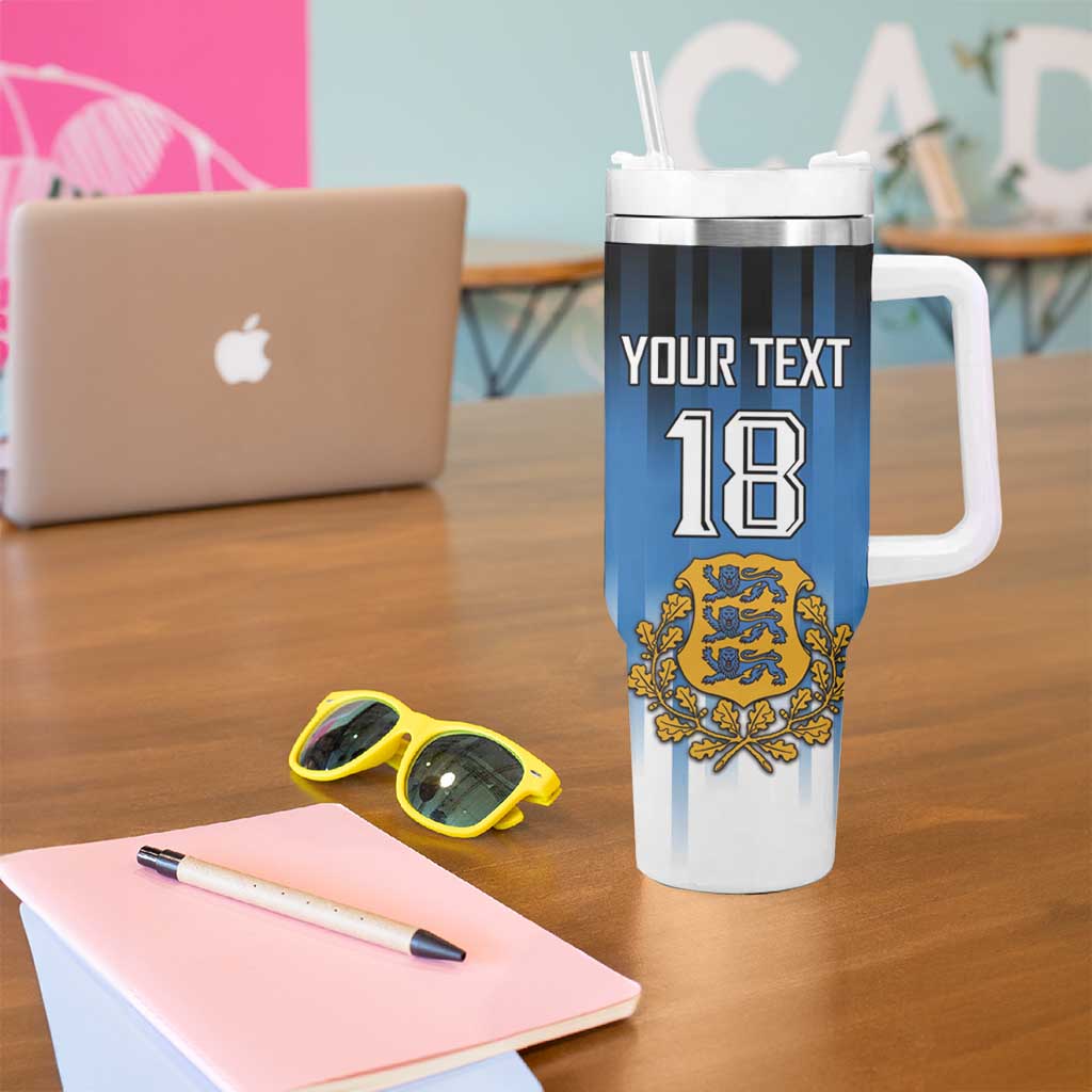 Custom Estonia Football Tumbler With Handle Come On Kalevipojad