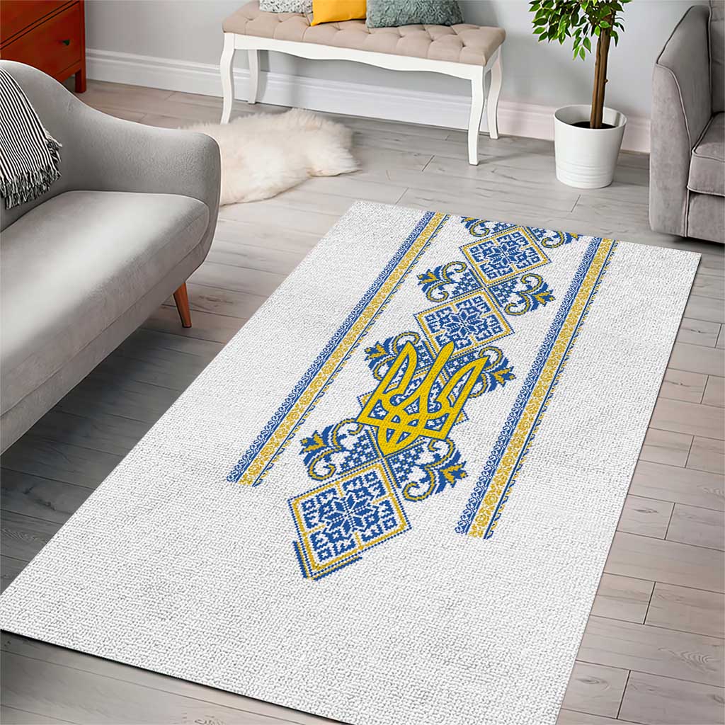 Vyshyvanka Day Area Rug Ukrainian Folk Traditions Pattern White Version