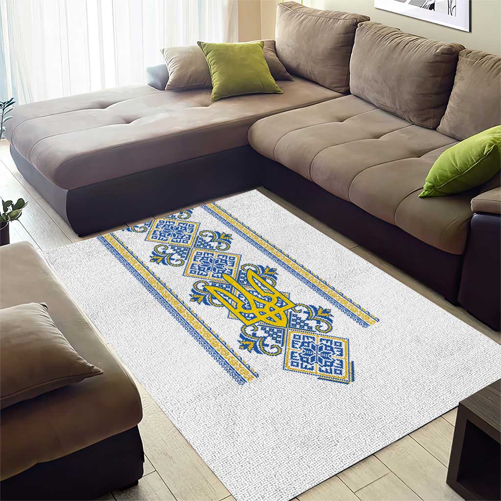 Vyshyvanka Day Area Rug Ukrainian Folk Traditions Pattern White Version