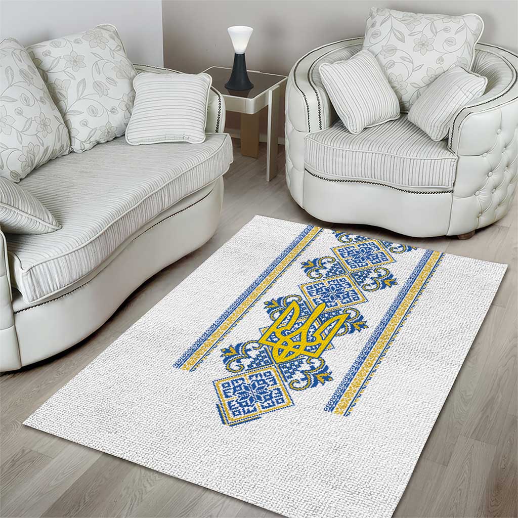 Vyshyvanka Day Area Rug Ukrainian Folk Traditions Pattern White Version