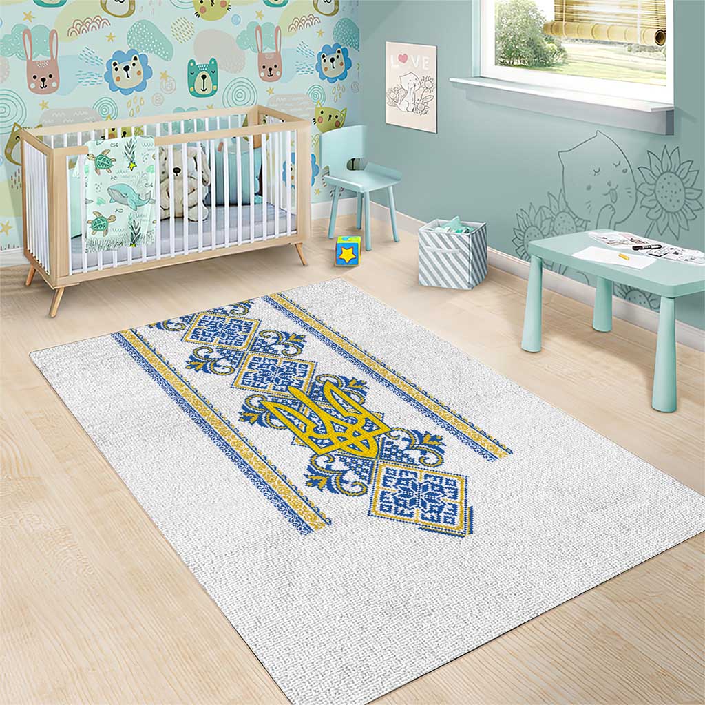 Vyshyvanka Day Area Rug Ukrainian Folk Traditions Pattern White Version