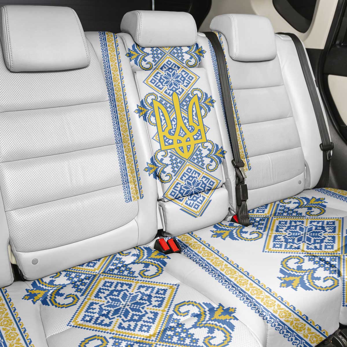 Vyshyvanka Day Back Car Seat Cover Ukrainian Folk Traditions Pattern White Version