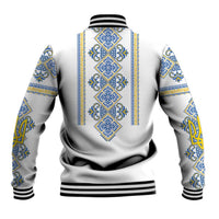 Vyshyvanka Day Baseball Jacket Ukrainian Folk Traditions Pattern White Version