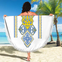 Vyshyvanka Day Beach Blanket Ukrainian Folk Traditions Pattern White Version