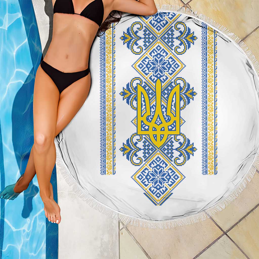 Vyshyvanka Day Beach Blanket Ukrainian Folk Traditions Pattern White Version