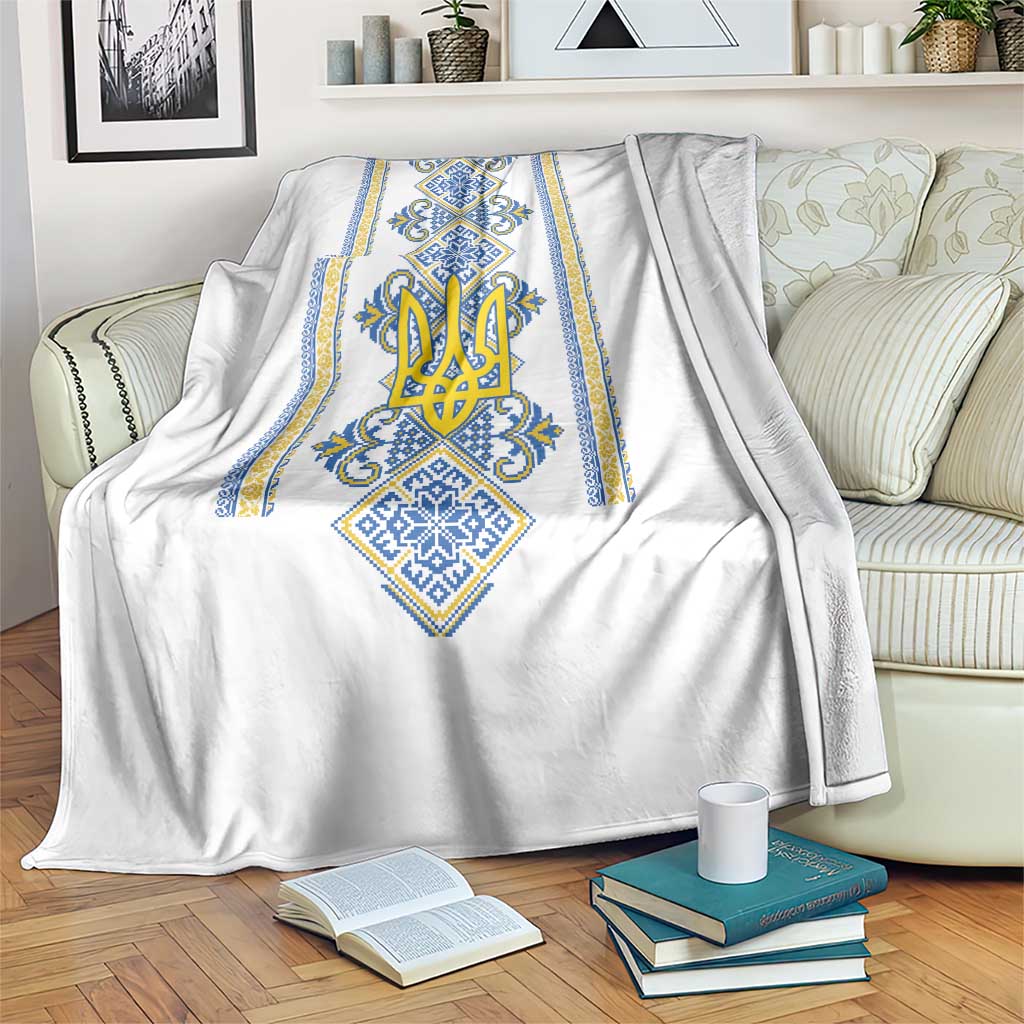 Vyshyvanka Day Blanket Ukrainian Folk Traditions Pattern White Version