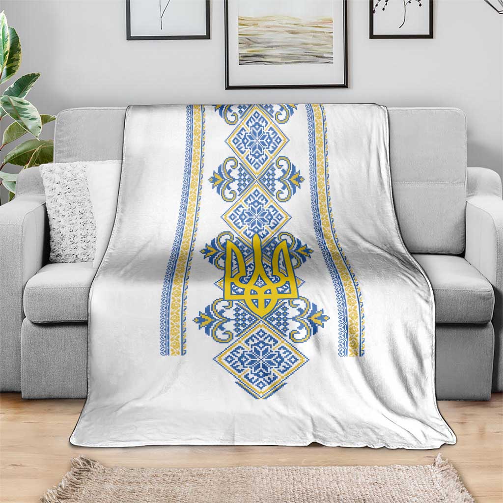 Vyshyvanka Day Blanket Ukrainian Folk Traditions Pattern White Version