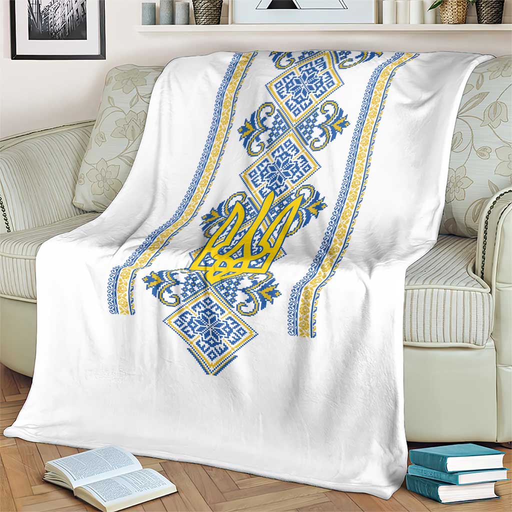 Vyshyvanka Day Blanket Ukrainian Folk Traditions Pattern White Version