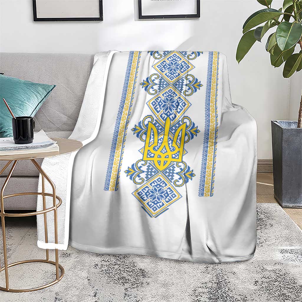 Vyshyvanka Day Blanket Ukrainian Folk Traditions Pattern White Version
