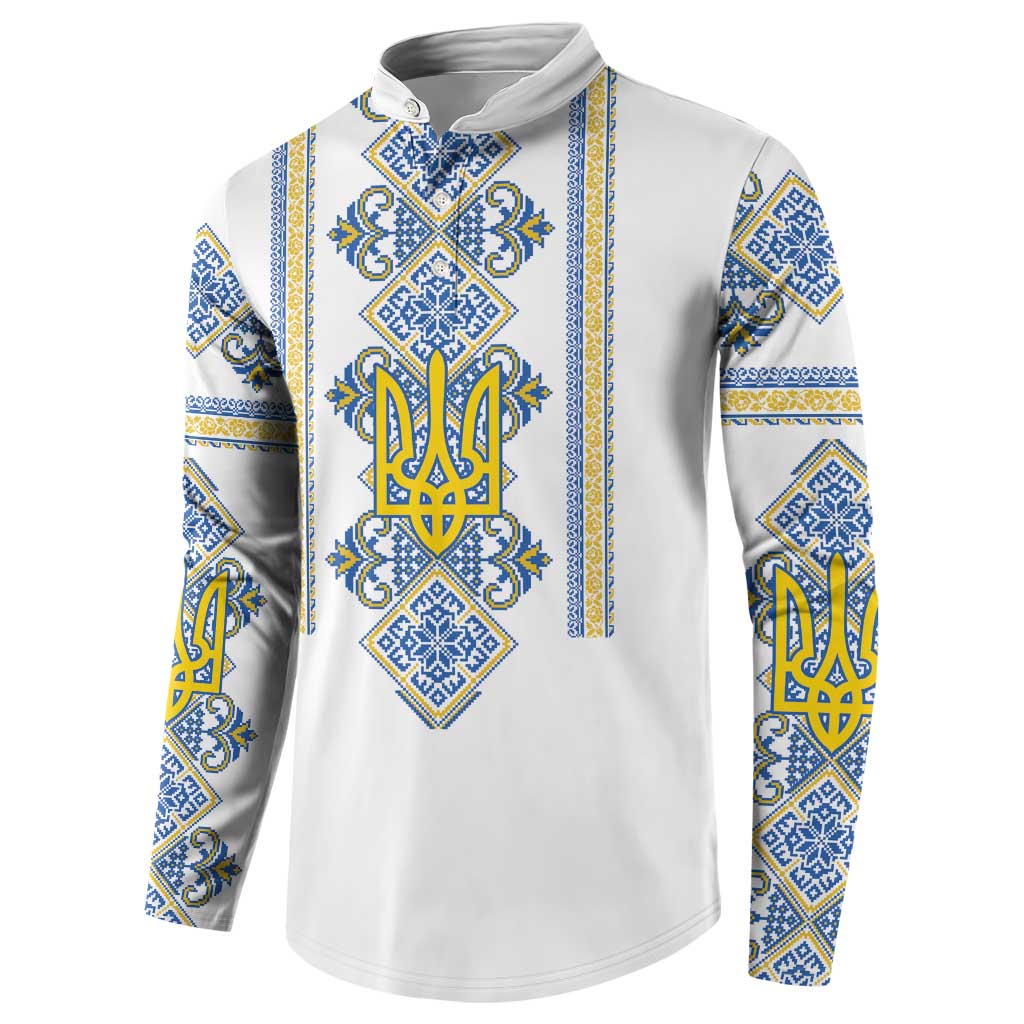Vyshyvanka Day Button Sweatshirt Ukrainian Folk Traditions Pattern White Version