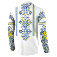 Vyshyvanka Day Button Sweatshirt Ukrainian Folk Traditions Pattern White Version