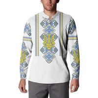 Vyshyvanka Day Button Sweatshirt Ukrainian Folk Traditions Pattern White Version