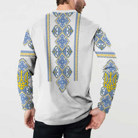 Vyshyvanka Day Button Sweatshirt Ukrainian Folk Traditions Pattern White Version