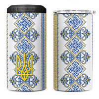 Vyshyvanka Day 4 in 1 Can Cooler Tumbler Ukrainian Folk Traditions Pattern White Version