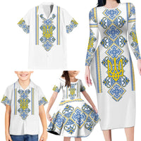 Vyshyvanka Day Family Matching Long Sleeve Bodycon Dress and Hawaiian Shirt Ukrainian Folk Traditions Pattern White Version