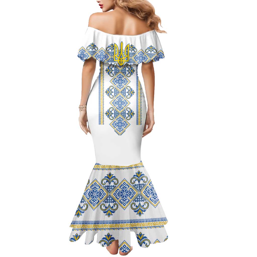 Vyshyvanka Day Family Matching Mermaid Dress and Hawaiian Shirt Ukrainian Folk Traditions Pattern White Version