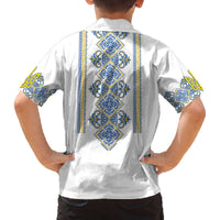 Vyshyvanka Day Family Matching Off The Shoulder Long Sleeve Dress and Hawaiian Shirt Ukrainian Folk Traditions Pattern White Version
