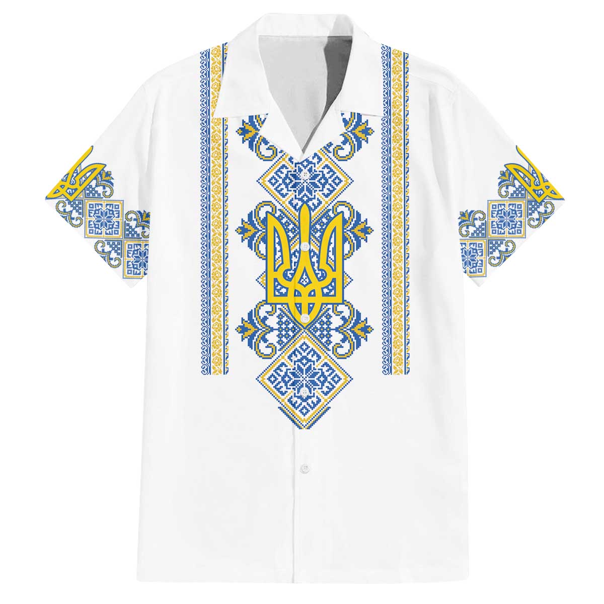 Vyshyvanka Day Family Matching Off The Shoulder Long Sleeve Dress and Hawaiian Shirt Ukrainian Folk Traditions Pattern White Version
