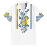 Vyshyvanka Day Family Matching Off The Shoulder Long Sleeve Dress and Hawaiian Shirt Ukrainian Folk Traditions Pattern White Version