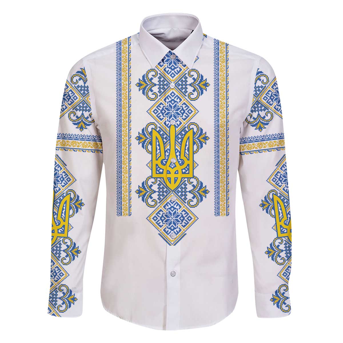 Vyshyvanka Day Family Matching Off The Shoulder Long Sleeve Dress and Hawaiian Shirt Ukrainian Folk Traditions Pattern White Version